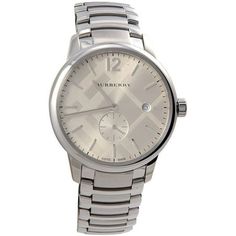 Burberry Men's The Classic Watch BU10004 Size: One Size.  Color: Silver.  Gender: male.  Age Group: adult. Silver Watch Bands With Date Indicator, Modern Watch Accessories With Date Display, Burberry Watch, Classic Watches, Analog Watch, Burberry Men, White Dial, Luxury Watches, Burberry