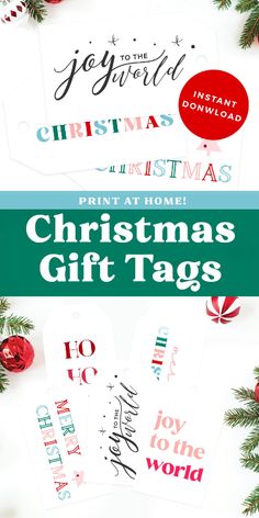 christmas gift tags with the words print at home on them