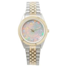 Leonbience luxury dial watches. The diamonds and  opal on this watch dial are not precious gems, they are high resolution digital images. The gold on the watch bezel and bracelet is not real gold. Golden Watch, Golden Rod, Watch Ad, Solitaire Diamond, Rose Gold Watch, Precious Gems, Wristwatch Men, Diamond Solitaire, Shop Decoration