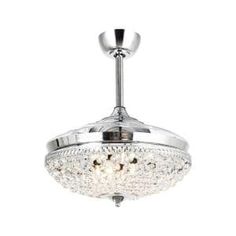 a chrome ceiling light with crystal beads