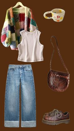 Pub Quiz Outfit, Small Town Clothing Aesthetic, West End Outfit Ideas, Harry Style Outfits Inspiration, Colorful Artsy Outfit, Outfit Inspo For Short Women, Post College Outfits, Vintage Outfits Thrifted, What To Look For When Thrifting