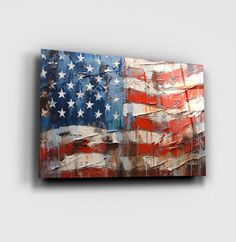 an american flag painted on the side of a wall