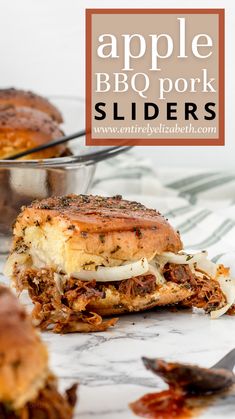 an apple bbq pork sliders with melted cheese