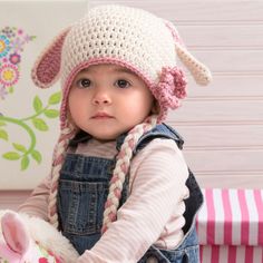 Red Heart Sweet Bunny Hat , S