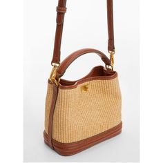 Small, Cotton-blend fabric, Raffia effect, Bucket design, Short strap, Adjustable and detachable long strap, Dual compartment, Metallic twist clasp fastening, Inner lining Mango Outlet, Woven Raffia, Leather Bucket Bag, Karl Lagerfeld, Emporio Armani, Moschino, Ted Baker, Marc Jacobs, Steve Madden