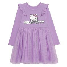 Sweeten her wardrobe with this girls' baby and toddler Hello Kitty long sleeve dress.Sweeten her wardrobe with this girls' baby and toddler Hello Kitty long sleeve dress. Click on the BABY PRODUCTS & CLOTHES GUIDE to find everything you need to keep your baby healthy and happy!FEATURES Crewneck Long sleeves Knee length Brushed hacci and mesh constructionFABRIC & CARE Polyester, rayon, spandex Machine wash Imported Size: 3T. Color: Purple. Gender: female. Hello Kitty Print Cute Spring Dress, Hello Kitty Dress For Kids, Cheap Hello Kitty Print Long Sleeve Sweatshirt, My Melody Dress Kids, Cute Hello Kitty Print Long Sleeve Hoodie, Hello Kitty Dress, Toddler Size Chart, Mesh Skirt, Cute Outfits For Kids