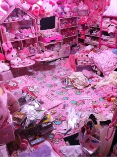 a room filled with lots of pink stuff