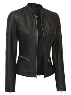 Blacl Lambskin Leather Jacket Women It's time to make a great impression among your social circle with our Women’s Black Leather Jacket. Black Leather jacket is a craft with high-quality real leather. Its internal viscose lining, zipper pockets, and decorative seam increase elegance in your look. Specification: Material: Real Lambskin Leather, soft polyester lining Front: Zip Fastener, Upright Collar, Decorative Seam Pockets: Two External Zipper Pocket, Two Internal Color: Black Racer Leather Jacket, Cafe Racer Leather Jacket, Motorcycle Jacket Women, Leather Jacket Women, Womens Black Leather Jacket, Cafe Racer Jacket, Lambskin Leather Jacket, Real Leather Jacket, Brown Leather Jacket