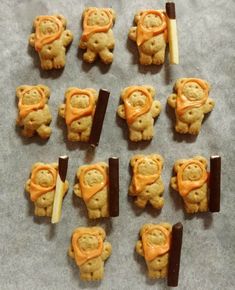 there are many cookies with candies in the shape of bears