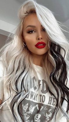 Platinum Hair With Dark Roots, All Over Platinum Blonde, Color Block Hair, Toned Hair, Icy Blonde Hair, Lighter Hair, Body Chains