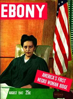 the cover of ebony magazine featuring an image of a woman sitting in a judge's chair