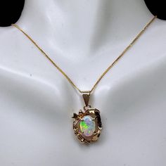 A Lovely 18k Yellow Gold Lady Pendant Necklace. The Floraform Pendant Four Prong Setting On Beautiful Australian Opal, It Measures Approx. 8.5 X 6.5mm, No Chip. The Pendant Is 3/4" X 13.0mm. It Suspends Along An 18" 18k Necklace, Spring Ring Clasp. Weight 2.8gm, Hallmark 750/18k (1 Inch = 25.4 Mm; 1 Dime = 17.9mm). It Comes With Complimentary Gift Box. All Jewelry And Collective Items Are Pre-Owned Unless Otherwise Stated. This Means They Have The Usual Aspects Of Pre-Owned Condition, Such As Light Scratches, Wear And Tarnish. If There Is A Major Dent, Ding, Flaw, Or Bend, It Will Be Noted In The Description. Please Review All Photos Carefully, And Contact Us If You Have Any Further Questio Australian Opal, Spring Rings, Prong Setting, Bend, Womens Jewelry Necklace, Hallmark, Opal, Jewelry Necklaces, Yellow Gold