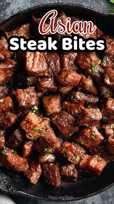 The whole family went crazy for these! Serve with rice and a side of veggies for the most delicious weeknight meal. Asian Steak, Asian Steak Bites, Steak Dinner Recipes, Beef Steak Recipes, Steak Bites, Dinner Healthy, Steak Dinner, Beef Recipes Easy