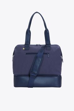 BÉIS 'The Convertible Mini Weekender' in Navy - Small Blue Weekend Bag & Travel Duffle Functional Weekender Bag With Detachable Strap For On-the-go, Versatile Travel Bag With Removable Pouch For Commuting, Functional Travel Bag With Detachable Strap For Everyday Use, Versatile Commuter Bag With Luggage Sleeve, Versatile Bags With Luggage Sleeve For Commuting, Versatile Crossbody Travel Bag With Zipper Closure, Versatile Crossbody Travel Bag With Zipper, Functional Weekender Bag With Zipper Pocket For Travel, Travel Weekender Bag With Zipper And Top Handle