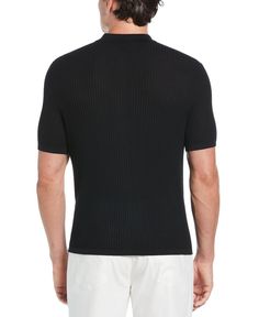 This Cubavera men's short sleeve sweater is an instant classic. It's made with a soft cotton-modal textured fabric that feels as good as it looks. Tipping along the placket adds eye-catching detail that pops against the versatile solid background of this button-down sweater. 60% Cotton / 40% Modal Textured Fabric For Soft-Draping Style Tipping Along Placket Adds Eye-Catching Detail Open Collar For A More Relaxed Look Button-Down Front Short Sleeves Hand Wash Imported | Cubavera Men's Tipped Text Sweater Short Sleeve, Men Tips, Solid Background, Textured Sweater, Short Sleeve Sweater, Short Sleeved Sweaters, Textured Fabric, Sweater And Shorts, Jet Black