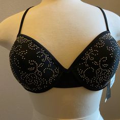 Ibiza Embellished Push-Up Bikini Top, Size: Large. Cup Size: C-D Bust: 35 - 38 Color: Black With Gold Embellishments. Adjustable Straps Padded Push-Up Bikini Top Ibiza Swimwear, Cute One Piece Swimsuits, Swimwear Black, Ruched Swimsuit, Blue One Piece Swimsuit, Rashguard Swimsuit, Purple Swirl, Black One Piece Swimsuit, Swimwear Tankini