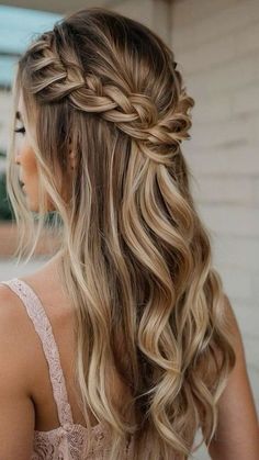 Bridesmaid Braided Hairstyles, Hoco Hairstyles, Braided Hairstyles For Teens, Pretty Braided Hairstyles, Teen Hairstyles, Hairstyles Ideas