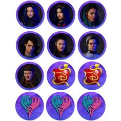 the cast of disney's live - action movie is shown in purple and blue circles