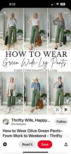 Green Wide Leg Pants Outfit, Olive Pants Outfit, Olive Green Pants Outfit, Green Wide Leg Pants, Green Linen Pants, Green Pants Outfit, Culotte Style, House Florida, Wide Leg Pants Outfit