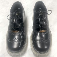 These Marc Jacobs Loafers Are Super Fun With Its Chunky Transparent Soles! They’re In Great Pre Owned Condition!! Size 7/37! True To Size! Retailed For $500. Black Low-top Loafers With Brogue Detailing, Black Loafers With Rubber Sole For Streetwear, Black Low-top Brogue Loafers, Black Brogue Low-top Loafers, Fall Wingtip Platform Loafers With Rubber Sole, Brogue Detail Oxfords For Streetwear, Black Wingtip Brogue Lace-up Shoes, Streetwear Oxfords With Brogue Detailing, Black Chunky Platform Oxfords With Round Toe