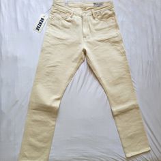 Benzak Denim Developers W-01 Women's Straight Fit, 12oz Ecru Italian Selvedge Denim, Blue Line Selvedge Id, Size 31 (33.9" Waist). Made In Portugal Beige Relaxed Fit Jeans For Streetwear, Cream Straight Leg Relaxed Fit Jeans, Cream Relaxed Fit Jeans With Pockets, Slim Cotton Jeans For Spring, Slim Fit Cotton Jeans, Cream Relaxed Fit Denim Jeans, Slim Fit Cotton Jeans For Summer, Cream Straight Leg Jeans With Pockets, Cream Denim Jeans Relaxed Fit