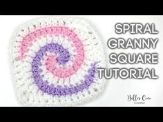 a crocheted square with the words spiral grannyy square on it and an image of