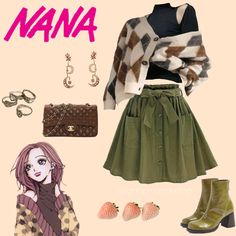 Nana Komatsu Aesthetic Anime, Nana Hachi Aesthetic Outfits, Nana Anime Aesthetic Outfit, Hachi Fashion Nana, Nana Komatsu Fashion Anime, Nana Anime Inspired Outfits, Hatchi Nana Outfit, Nana Komatsu Outfit Anime, Nana Manga Outfit