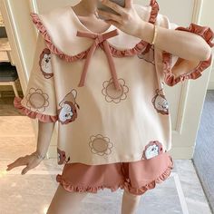 Pijama Aesthetic, Cute Night Outfits, Sewing Dresses For Women, Cute Flamingo, Mode Zara, Korean Fashion Summer, Sleepwear Fashion, Cute Pajama Sets, Fashion Top Outfits