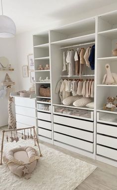 a baby's room with lots of closet space