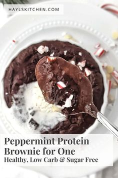 peppermint protein brownie for one healthy low carb and sugar free dessert