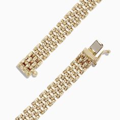 Effy Signature 14K 2-Tone Gold Diamond and Emerald 7" Bracelet, 1.35 TCW Signature Collection, Diamond Bracelet, Anklets, Gold Diamond, Emerald, Yellow Gold, Bracelet, Yellow, Gold