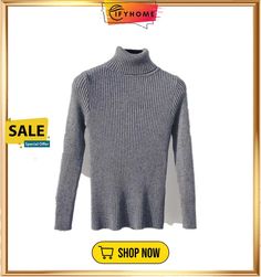 Autumn Winter Women Knitted Turtleneck Sweater Soft Elasticity Pullovers Gray Turtleneck Top For Winter, Jumper Fashion, Knitted Turtleneck, Spring Knits, Sweater Autumn, Y2k Aesthetic Outfits, Knit Turtleneck Sweater, Knit Sleeve, Spring Women