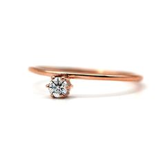 14k Natural Diamond Unique Settling Ring. Vvs Clarity Diamond Ring In 14k Rose Gold, Minimalist Diamond Wedding Ring, Timeless Solitaire Stackable Rings In Rose Gold, Minimalist Open Diamond Ring In Diamond White, Rose Gold Sterling Silver Diamond Ring With Single Diamond, Rose Gold Ring With Tension Setting, Stackable Open Diamond Rings With Single Diamond, Single Diamond Open Ring For Promise, Timeless Rose Gold Solitaire Stackable Rings