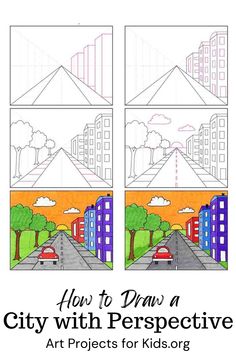 how to draw a city with perspective for kids and beginners - step by step instructions