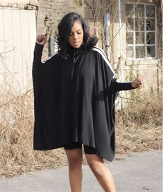 Casual Oversized Bat Sleeve Loose Pullover Dresses Casual Oversized Cape For Winter, Casual Oversized Winter Cape, Casual Long Sleeve Cape For Fall, Casual Long Sleeve Cape For Spring, Casual Long Sleeve Spring Cape, Oversized Batwing Sleeve Poncho For Spring, Oversized Casual Cape For Fall, Oversized Long Sleeve Black Cape, Casual Oversized Cape For Fall