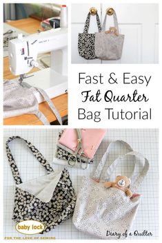 the instructions for how to sew an easy and quick bag with sewing supplies on it