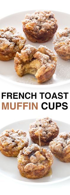 french toast muffin cups on a white plate