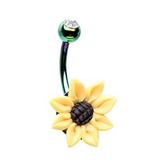 PRICES MAY VARY. STYLE: Green CZ Crystal Sunflower Belly Button Ring MATERIAL: stainless steel and cubic zirconia crystal GAUGE/BAR THICKNESS: 14GA (1.6mm) BARBELL LENGTH: 3/8" (10mm) Belly Button Piercing Cute, Stomach Piercings, Crystal Gauges, Bellybutton Piercings, Belly Button Piercing Jewelry, Button Piercing, Belly Button Jewelry, Multiple Ear Piercings, Ear Piercings Cartilage