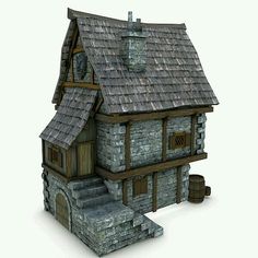 a house made out of stone and wood