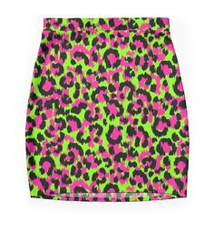 Super stretchy and durable polyester mini skirt. Vibrant, high-quality sublimation print across the front and back. Size range XXS-2XL. 80s disco fashion inspired hand drawn leopard print. Green Fitted Printed Skirt, Fitted Green Printed Skirt, Stretch Mini Skirt For Streetwear, Trendy Graphic Print Mini Skirt, Trendy Mini Skirt With Graphic Print, Fitted Graphic Print Mini Skirt For Summer, Trendy Fitted Printed Skirt, Neon Punk Fashion, 80s Disco Fashion