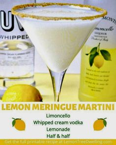 the lemon meringue martini is ready to be served