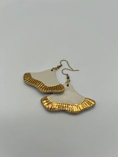 Ceramic Earrings, Handmade Jewelry, Ceramic Jewelry With Real Gold Details, Drop Earrings, Handmade Gifts, Unique Gifts - Etsy Artistic White Drop Earrings, White Artisan Earrings For Pierced Ears, Jewelry Ceramic, Ceramic Earrings, Ceramic Earring, Ceramic Jewelry, Gifts Unique, Gold Details, Real Gold