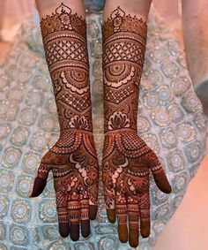 two hands with henna designs on them