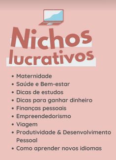 a pink poster with the words nichos lucratios written in spanish and english