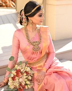 Bridal Saree Indian Engagement Saree, Indian Makeup Looks, Indian Bridal Photos, Indian Bridal Jewellery, Best Bridal Makeup