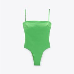 We With Tags Swimsuit! Such A Great Piece That Could Also Double As A Body Suit Chic Spring Swimming Bodysuit, Chic Green Bodysuit For Swimming, Chic Bodysuit For Swimming In Spring, Chic Green Bodysuit For Beach Season, Chic Spring Bodysuit For Swimming, Zara Swimwear For Spring Party, Chic Solid Swimwear For Spring, Chic Zara Swimwear For Summer, Chic Solid Color Swimwear For Spring