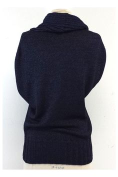 Size M GER 38 Navy Knit Cowl Neck Sweater Sleeveless Slips on Shoulder to hem 25" Sleeveless Stretch Sweater For Winter, Winter Knit Vest, Fitted Knit Sweater Vest For Winter, Winter Stretch Knitted Sweater Vest, Stretch Knitted Sweater Vest For Winter, Fitted Knit Vest For Winter, Knitted Stretch Sweater Vest For Winter, Sleeveless Textured Knit Sweater Vest For Winter, Winter Sleeveless Knit Top For Layering