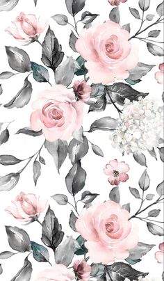 watercolor roses and leaves on white background