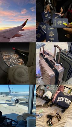 the collage shows several different types of luggage