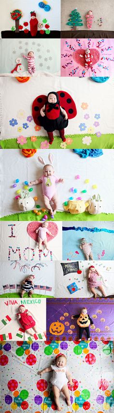 a series of photos showing different baby pictures